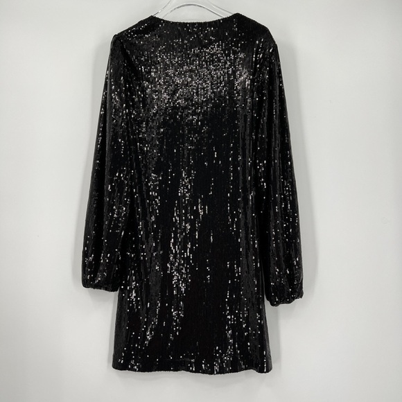 LEYDEN Sequined Wrap Mini Dress in Black Size Xs NWT (Missing Belt) - Picture 5 of 12